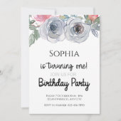 Bouquet Whimsical - Invitation d'anniversaire 1er (Devant)