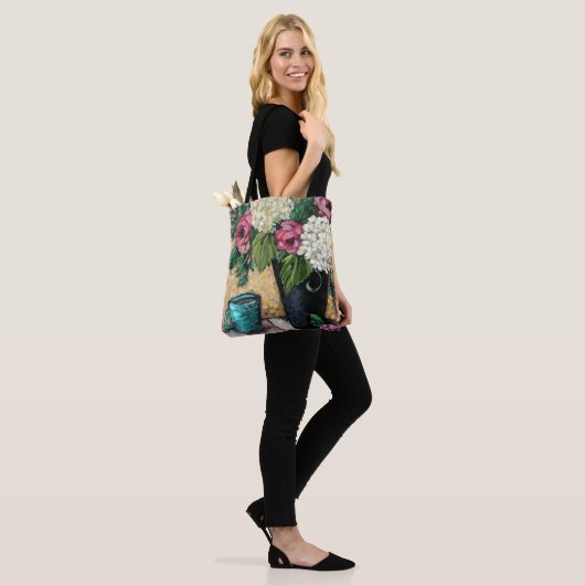 "Bouquet with Coffee" Fine Art Floral Canvas tas (Op model)