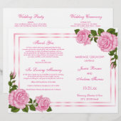 Bouquets d'angle rose joli Programme de mariage (Devant / Derrière)