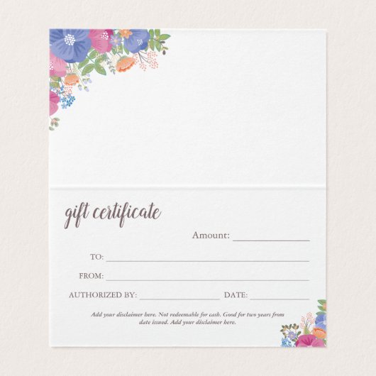 Bouquets de Fleur sauvage rose pourpre - Certifica (Inside Unfolded)