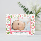 Bouquets de fleurs roses - 3x5 Faire-part de naiss (Debout devant)