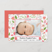 Bouquets de fleurs roses - 3x5 Faire-part de naiss (Devant / Derrière)