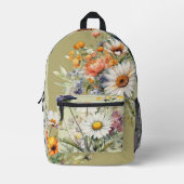 Bouquets de marguerite florale Sac à dos vert (Recto)