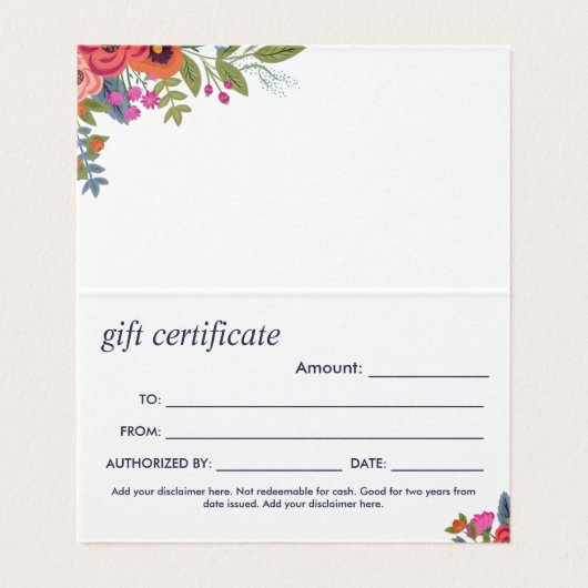 Bouquets floraux Boho - Certificat cadeau (Inside Unfolded)