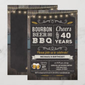 Bourbon Beer en BBQ 40th Birthday Invitation Kaart (Voorkant / Achterkant)