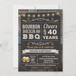 Bourbon Beer et BBQ Invitation du 40e anniversaire
