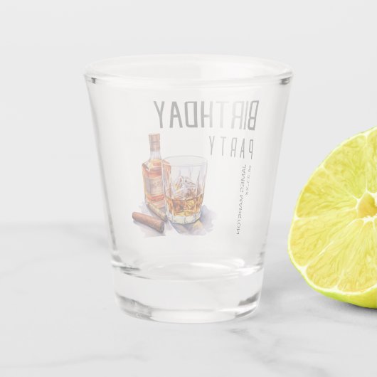 Bourbon en sigaar verjaardagsfeestje shot glas (Achterkant)