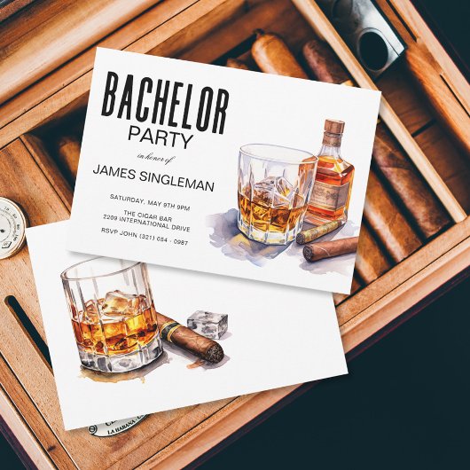Bourbon en sigaar vrijgezellenfeest kaart