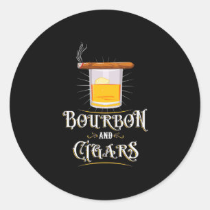 Bourbon en sigaren ronde sticker