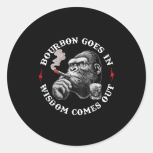 Bourbon erin, wijsheid eruit Monkey Whiskey Lo Ronde Sticker