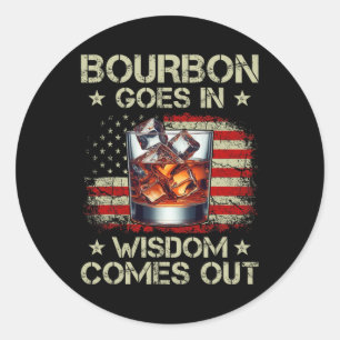 Bourbon Gaat In Wijsheid Komt Uit Whiskey Usa Vlag Ronde Sticker
