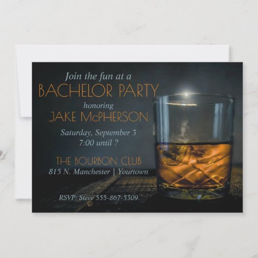 Bourbon Gentleman Plaid Bachelor Uitnodiging (Voorkant)