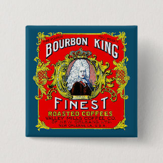 Bourbon King Finest Roasted Coffies Vierkante Button 5,1 Cm