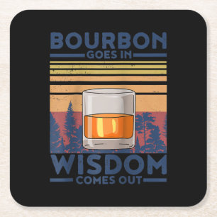 Bourbon komt uit Wisdom Vierkante Kartonnen Onderzetter