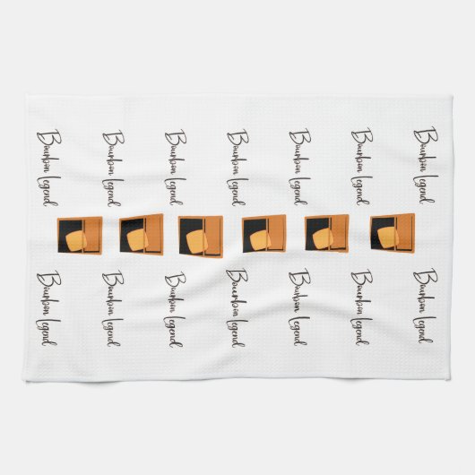 Bourbon Legend en glaasjes op white Kitchen Towel Theedoek (Horizontaal)