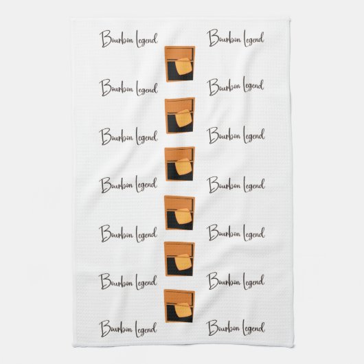 Bourbon Legend en glaasjes op white Kitchen Towel Theedoek (Verticaal)