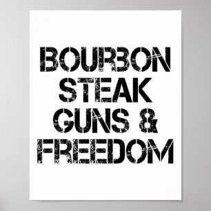 Bourbon Steak Pistolen en Freedom USA Flag Whiskey Poster