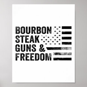 Bourbon Steak Pistolen en Freedom USA Flag Whiskey Poster