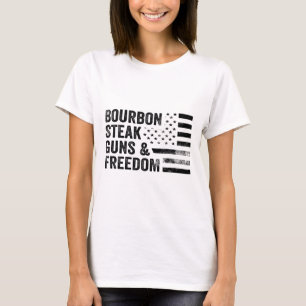 Bourbon Steak Pistolen en Freedom USA Flag Whiskey T-shirt