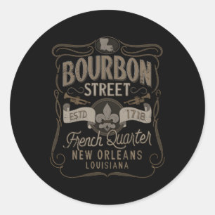 Bourbon Street Franse Quer New Orleans Ronde Sticker