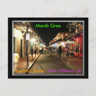 Bourbon Street Mardi Gras, New Orleans, LA postcar Briefkaart