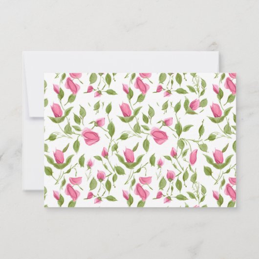 Bourgeons de rose rose sur RSVP de mariage blanc (Dos)