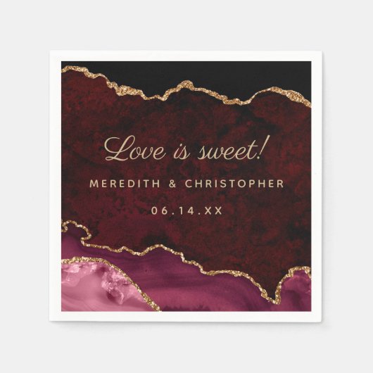 Bourgogne Agaat bruiloft Servet (Voorkant)