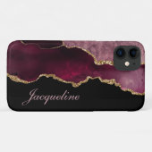 Bourgogne Agaat Waterverf Modern Goud Gepersonalis Case-Mate iPhone Case (Achterkant (horizontaal))