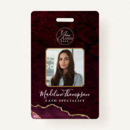 Bourgogne Agate Marble Business Logo Bedrijf ID Badge