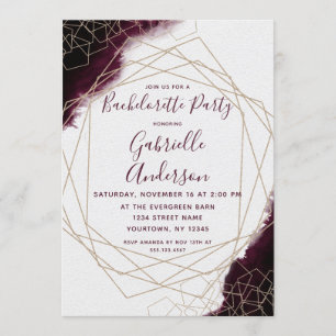 Bourgogne Aquarelle Bachelorette Party Invitation