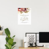 Bourgogne Aquarelle Fleurs Mariage Affiche de bien (Bureau à domicile)