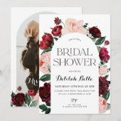 Bourgogne Arch Floral Bridal Show Invitation (Devant / Derrière)