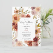 Bourgogne Automne Floral Bridal Show Invitation (Debout devant)