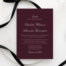 Bourgogne Automne Hiver Élégant Mariage Invitation