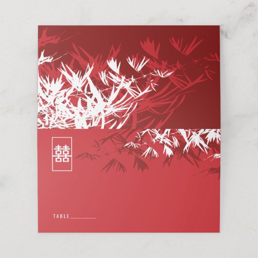 Bourgogne Bamboe vertrekt dubbelzijdig Chinees huw (Buitenkant ongevouwen)