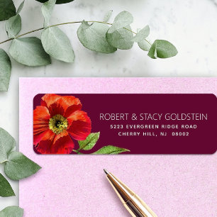Bourgogne Bat Mitzvah Floral Modern Retouradres Etiket