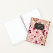 Bourgogne Bee Damask Girly Chic Moderne Naam Notitieboek (Binnen)