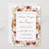 Bourgogne Beige Romantique Faire-part de mariage F (Devant)