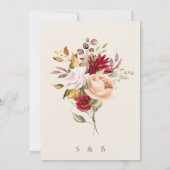 Bourgogne Beige Romantique Faire-part de mariage F (Dos)