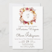 Bourgogne Beige Romantique Faire-part de mariage F (Devant)