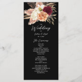 Bourgogne Black Floral Wedding Programma (Voorkant)