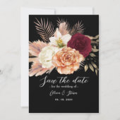 Bourgogne Black Floral Wedding Save The Date (Voorkant)