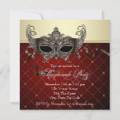 Bourgogne Black Gold Masquerade Party Invitations (Dos)