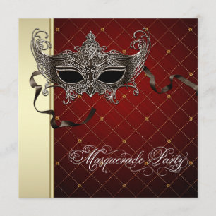 Bourgogne Black Gold Masquerade Party Uitnodiginge Kaart