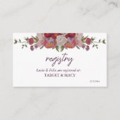 Bourgogne Blad en Bloemen Bruiloft Geregistreerde Informatiekaartje (Voorkant)