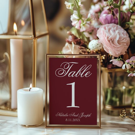 Bourgogne Blanc Numéro de Table de Mariage Old Mon