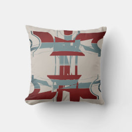 Bourgogne Blauw leisteen op grijs geometrisch kuns Kussen