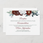 Bourgogne Blauwgroen en Witte bruiloft Informatie Informatiekaartje (Voorkant / Achterkant)