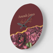 Bourgogne Bloem Elegantie met Gouden Accent Grote Klok (Hoek)