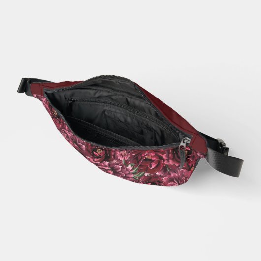 Bourgogne Bloem Elegantie met Gouden Accent Heuptasje (Open)